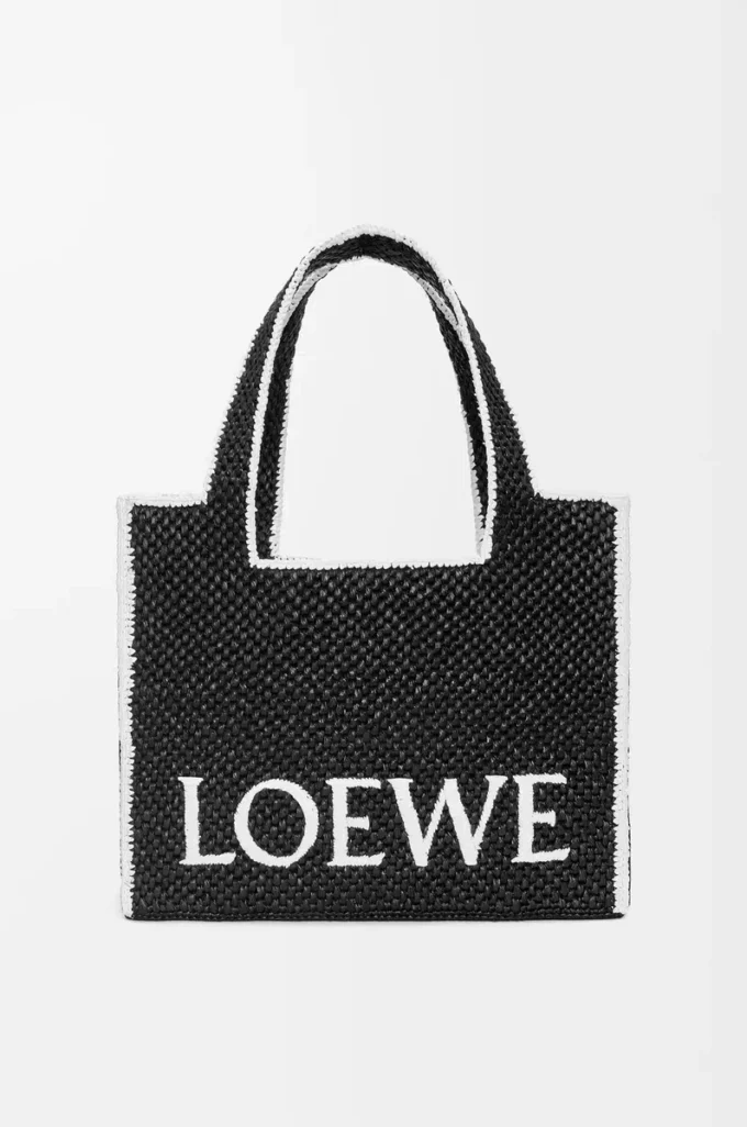 Bolso grande LOEWE Font Tote en rafia negra Bolso grande LOEWE Font Tote en rafia negra