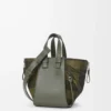 Bolso Hammock compacto en ante y piel de becerro clásica Caqui/Verde Bolso Hammock compacto en ante y piel de becerro clásica Caqui/Verde
