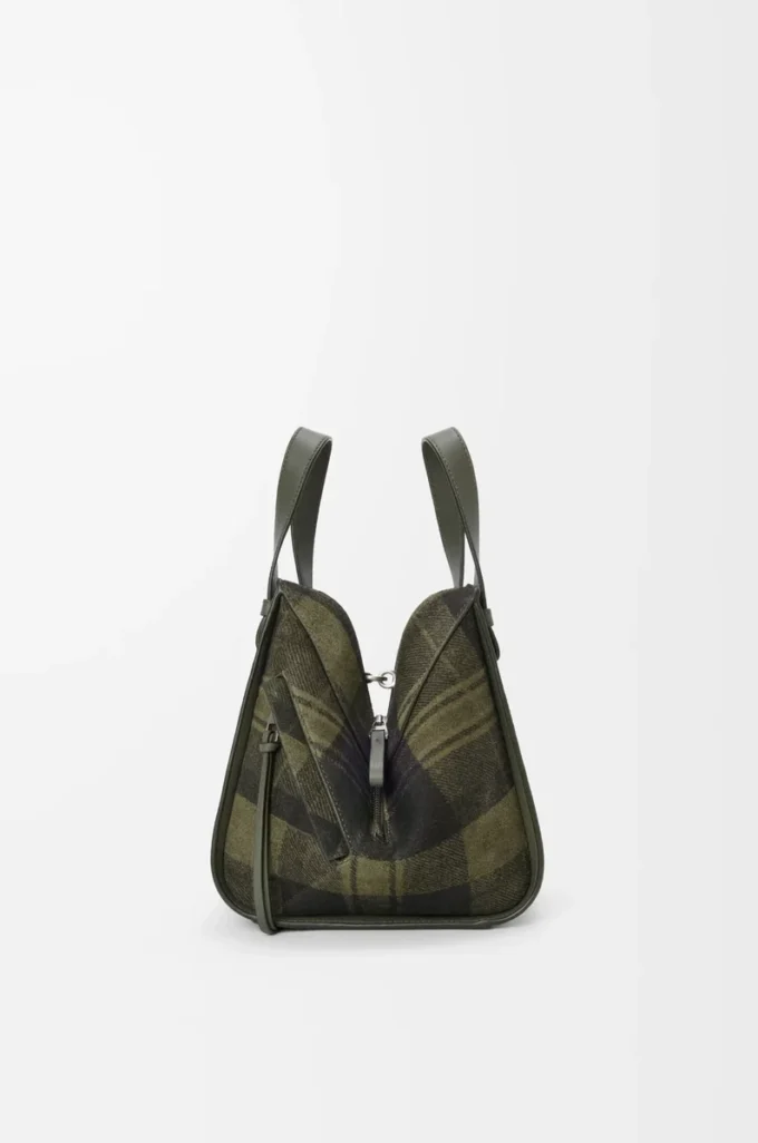 Bolso Hammock compacto en ante y piel de becerro clásica Caqui/Verde Bolso Hammock compacto en ante y piel de becerro clásica Caqui/Verde