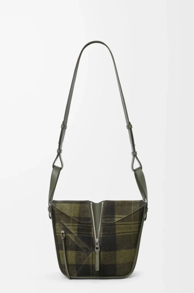 Bolso Hammock compacto en ante y piel de becerro clásica Caqui/Verde Bolso Hammock compacto en ante y piel de becerro clásica Caqui/Verde