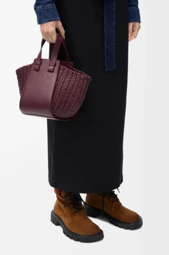 Bolso Hammock compacto en piel de becerro burdeos oscuro