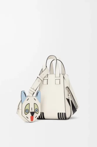 Bolso Hammock compacto Futurist Cat en piel de becerro clásica Soft White