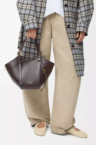 Bolso Hammock Flip en piel de becerro clásica Dark Chestnut