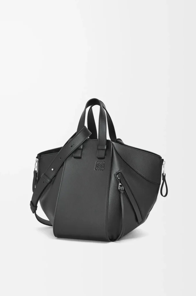 Bolso Hammock pequeño en piel de becerro clásica Negro