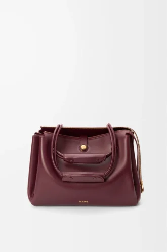 Bolso Madrid grande en piel de becerro flexible Burdeos oscuro