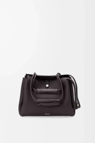 Bolso Madrid mediano en piel de becerro granulada flexible Dark Ebony