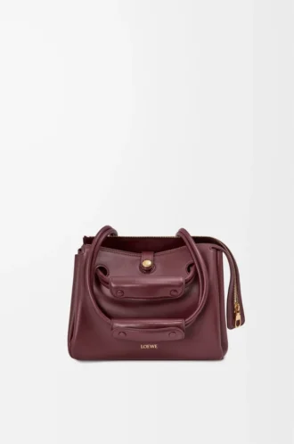 Bolso Madrid pequeño en piel de becerro flexible Burdeos oscuro