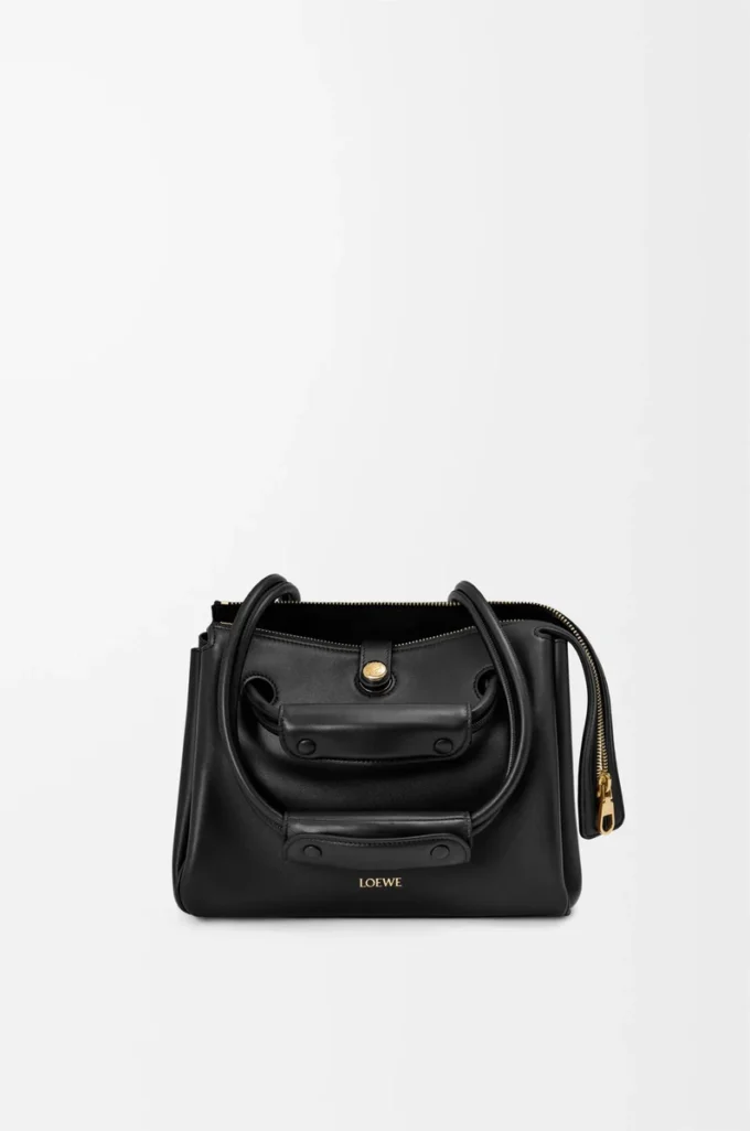 Bolso Madrid pequeño en piel de becerro flexible, color negro