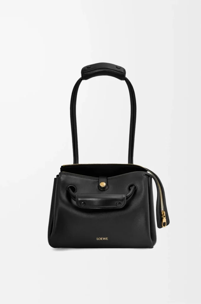 Bolso Madrid pequeño en piel de becerro flexible, color negro