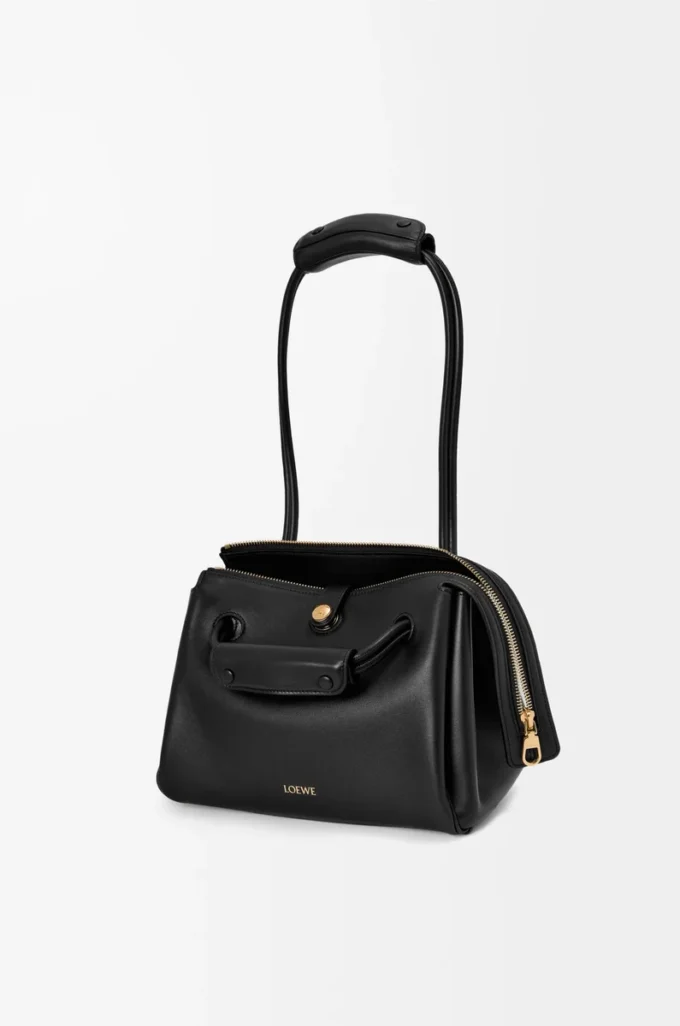 Bolso Madrid pequeño en piel de becerro flexible, color negro