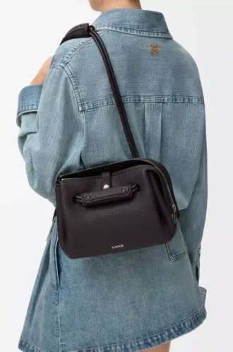 Bolso Madrid pequeño en piel de becerro granulada flexible Dark Ebony
