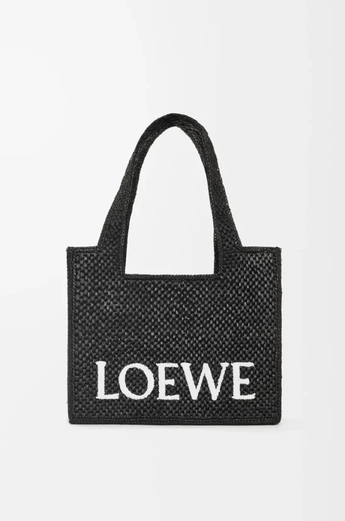 Bolso mediano LOEWE Font en rafia negro Bolso mediano LOEWE Font en rafia negro