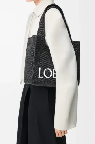 Bolso mediano LOEWE Font en rafia negro