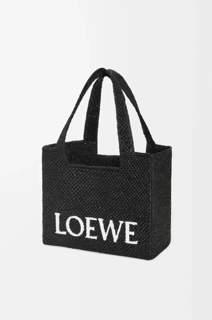 Bolso mediano LOEWE Font en rafia negro Bolso mediano LOEWE Font en rafia negro
