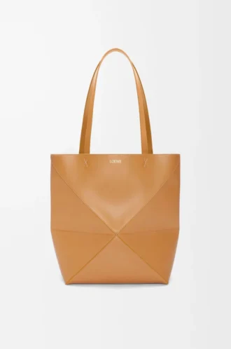 Bolso mediano Puzzle Fold en piel de becerro brillante Warm Desert