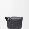 Bolso mensajero Military XS en piel de becerro suave y flexible y jacquard Negro