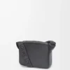 Bolso mensajero Military XS en piel de becerro suave y flexible y jacquard Negro