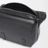Bolso mensajero Military XS en piel de becerro suave y flexible y jacquard Negro