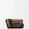 Bolso mensajero Mini Flex en lona y ante Negro/Oro oscuro