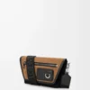Bolso mensajero Mini Flex en lona y ante Negro/Oro oscuro