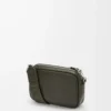Bolso mensajero pequeño Pebble en piel de becerro granulada flexible. Caqui oscuro