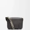 Bolso mensajero XS Military en piel de becerro suave y jacquard gris oscuro Bolso mensajero XS Military en piel de becerro suave y jacquard gris oscuro