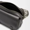 Bolso mensajero XS Military en piel de becerro suave y jacquard gris oscuro Bolso mensajero XS Military en piel de becerro suave y jacquard gris oscuro
