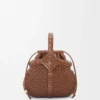 Bolso Mini Diamond Round Basket en piel de becerro Dark Tan Bolso Mini Diamond Round Basket en piel de becerro Dark Tan