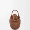 Bolso Mini Diamond Round Basket en piel de becerro Dark Tan Bolso Mini Diamond Round Basket en piel de becerro Dark Tan