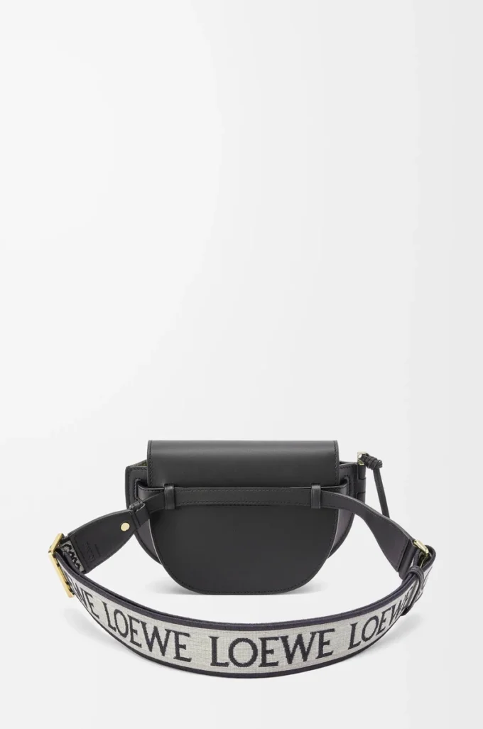 Bolso Mini Gate Dual en suave piel de becerro y jacquard Negro Bolso Mini Gate Dual en suave piel de becerro y jacquard Negro