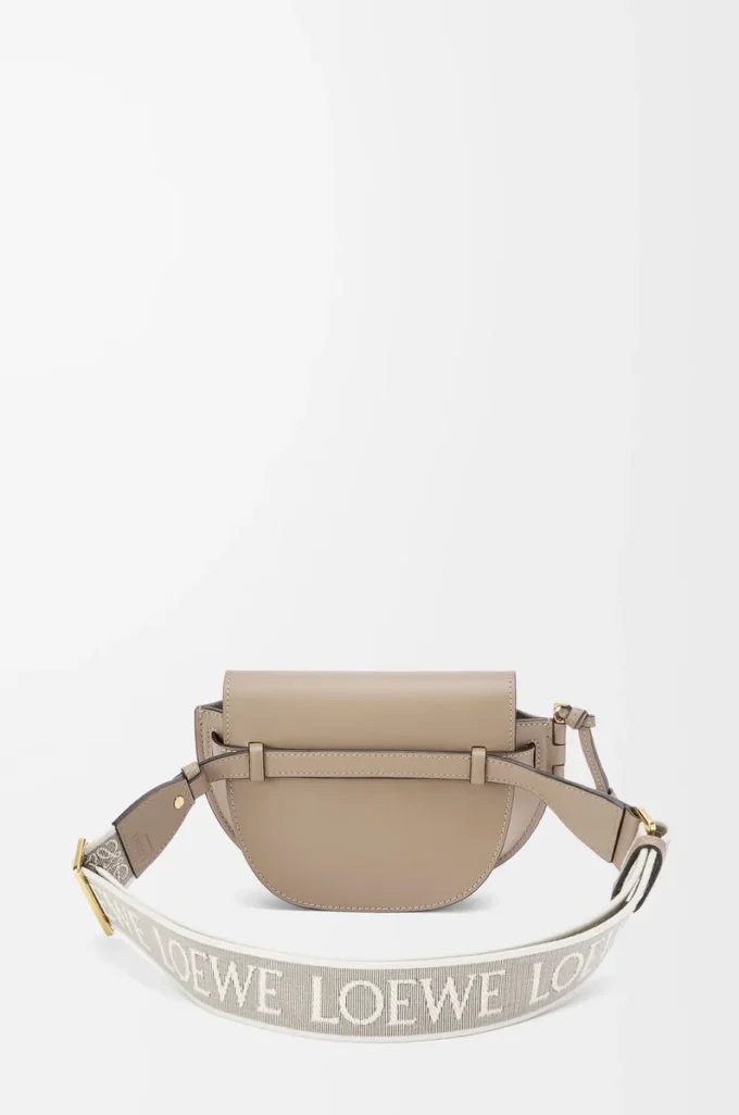 Bolso Mini Gate Dual en suave piel de becerro y jacquard Sand Bolso Mini Gate Dual en suave piel de becerro y jacquard Sand