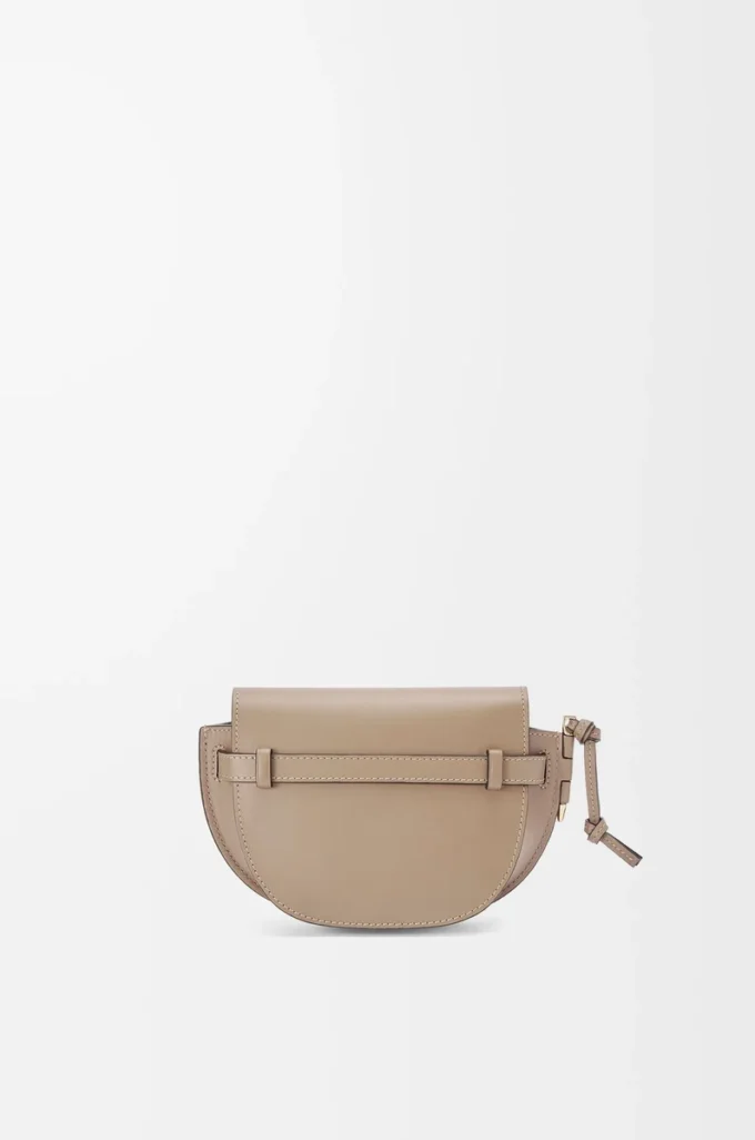 Bolso Mini Gate Dual en suave piel de becerro y jacquard Sand Bolso Mini Gate Dual en suave piel de becerro y jacquard Sand