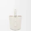Bolso mini Pebble Bucket en piel de becerro granulada suave color blanco suave Bolso mini Pebble Bucket en piel de becerro granulada suave color blanco suave