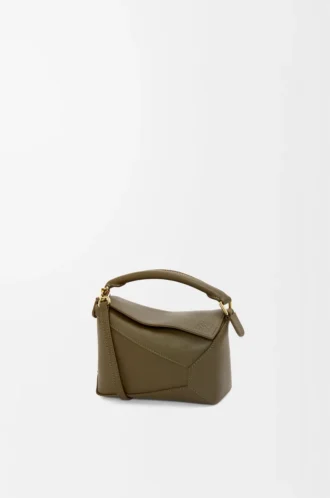 Bolso Mini Puzzle Edge en piel de becerro clásica Dark Khaki
