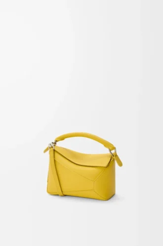 Bolso Mini Puzzle Edge en piel de becerro granulada suave color Dandelion