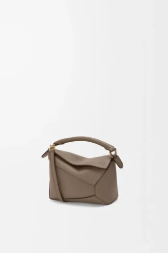 Bolso Mini Puzzle Edge en piel de becerro granulada suave Taupe