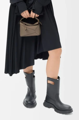 Bolso Mini Puzzle Edge en piel de becerro granulada suave Taupe