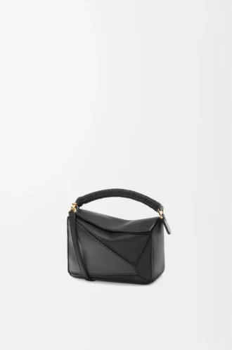 Bolso Mini Puzzle en piel de becerro lisa, color negro