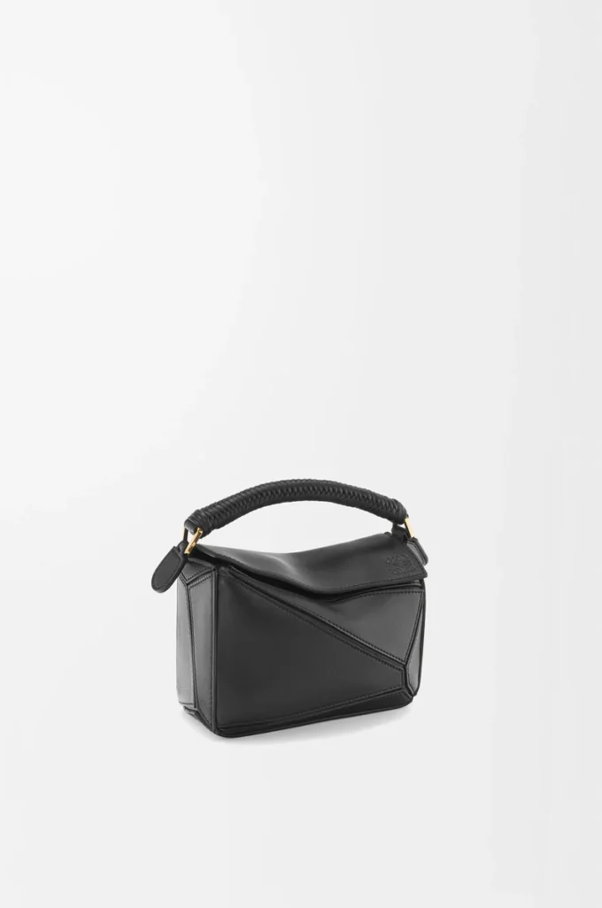 Bolso Mini Puzzle en piel de becerro lisa, color negro