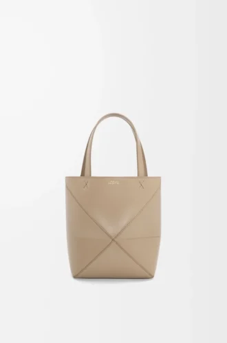 Bolso Mini Puzzle Fold en piel de becerro brillante Sand