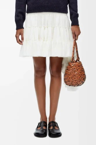 Bolso Nest Basket pequeño en piel de becerro color tostado
