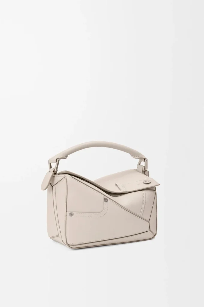 Bolso Panta pequeño Puzzle en piel de becerro brillante Light Ghost