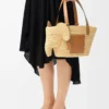 Bolso pequeño Elephant de rafia y piel de becerro Natural/Tan Bolso pequeño Elephant de rafia y piel de becerro Natural/Tan