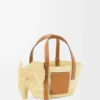 Bolso pequeño Elephant de rafia y piel de becerro Natural/Tan Bolso pequeño Elephant de rafia y piel de becerro Natural/Tan