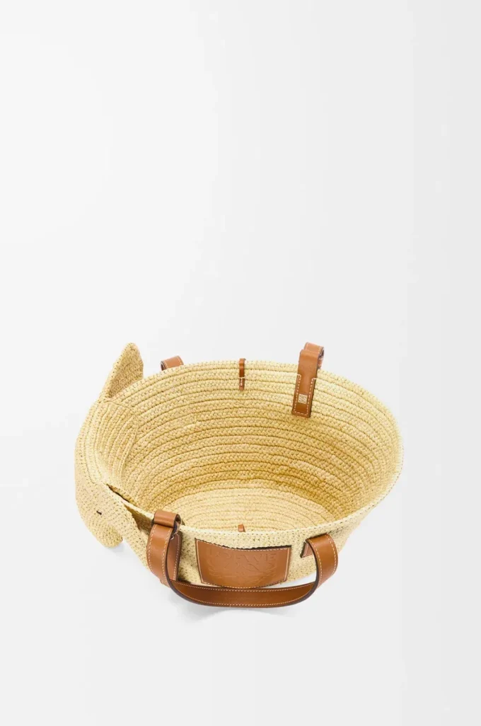 Bolso pequeño Elephant de rafia y piel de becerro Natural/Tan Bolso pequeño Elephant de rafia y piel de becerro Natural/Tan