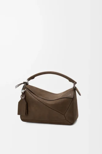 Bolso pequeño Featherlight Puzzle en nubuck granulado color tundra