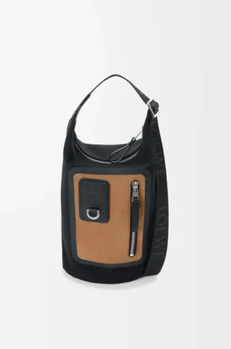 Bolso pequeño Flex Loop en lona y ante Negro/Oro oscuro Bolso pequeño Flex Loop en lona y ante Negro/Oro oscuro