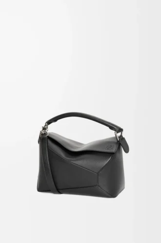 Bolso pequeño Puzzle Edge en piel de becerro clásica negro