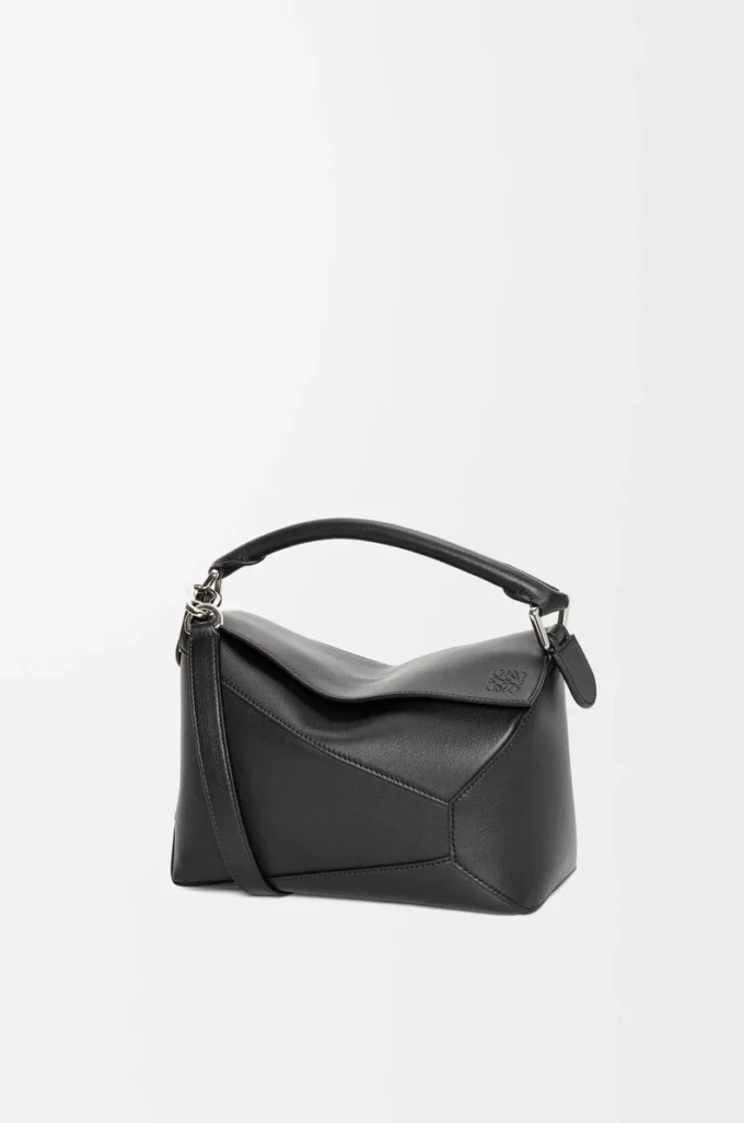Bolso pequeño Puzzle Edge en piel de becerro clásica negro
