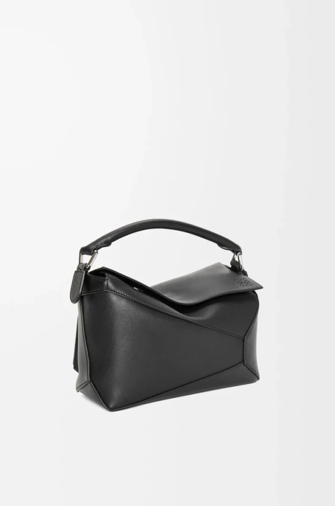 Bolso pequeño Puzzle Edge en piel de becerro clásica negro